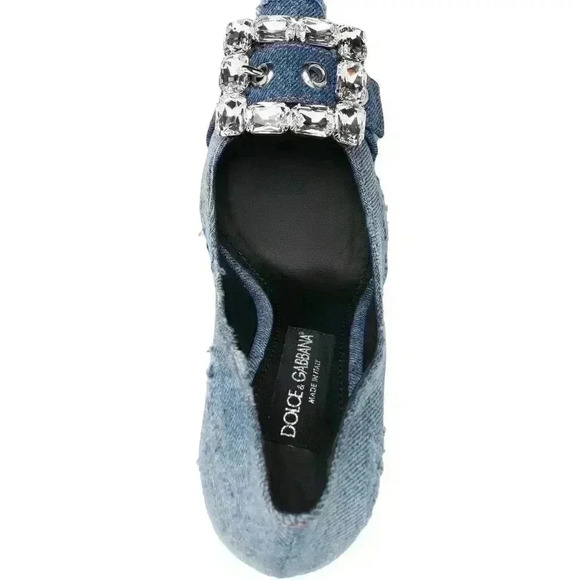 New Dolce & Gabbana Patchwork/Denim Blue Jean 105 MM Pump, NEW IN BOX size 39 - Picture 16 of 17